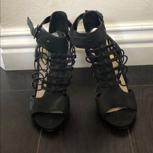 VINCE CAMUTO Leather/Mixed Material Open Toe Heels